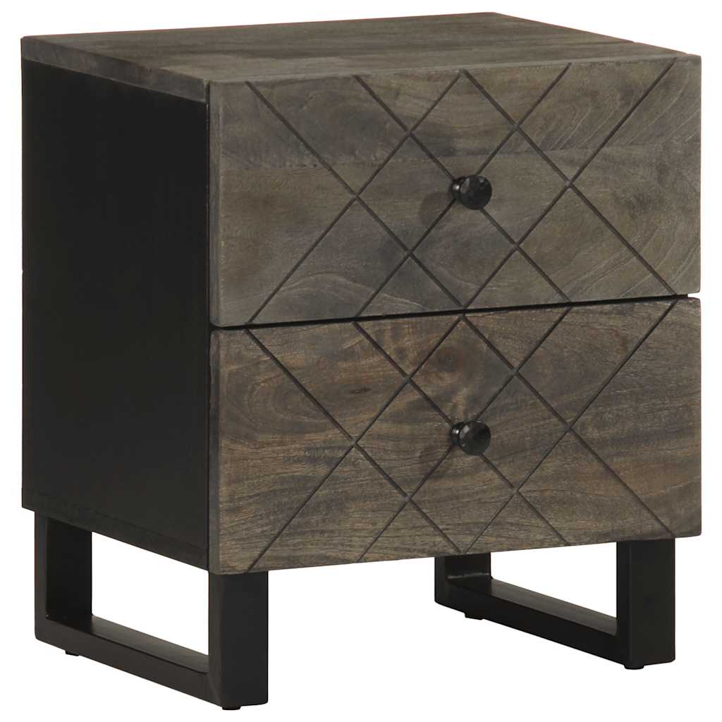 Noptiere, 2 Buc., Negru, 40X33X46 Cm, Lemn Masiv De Mango