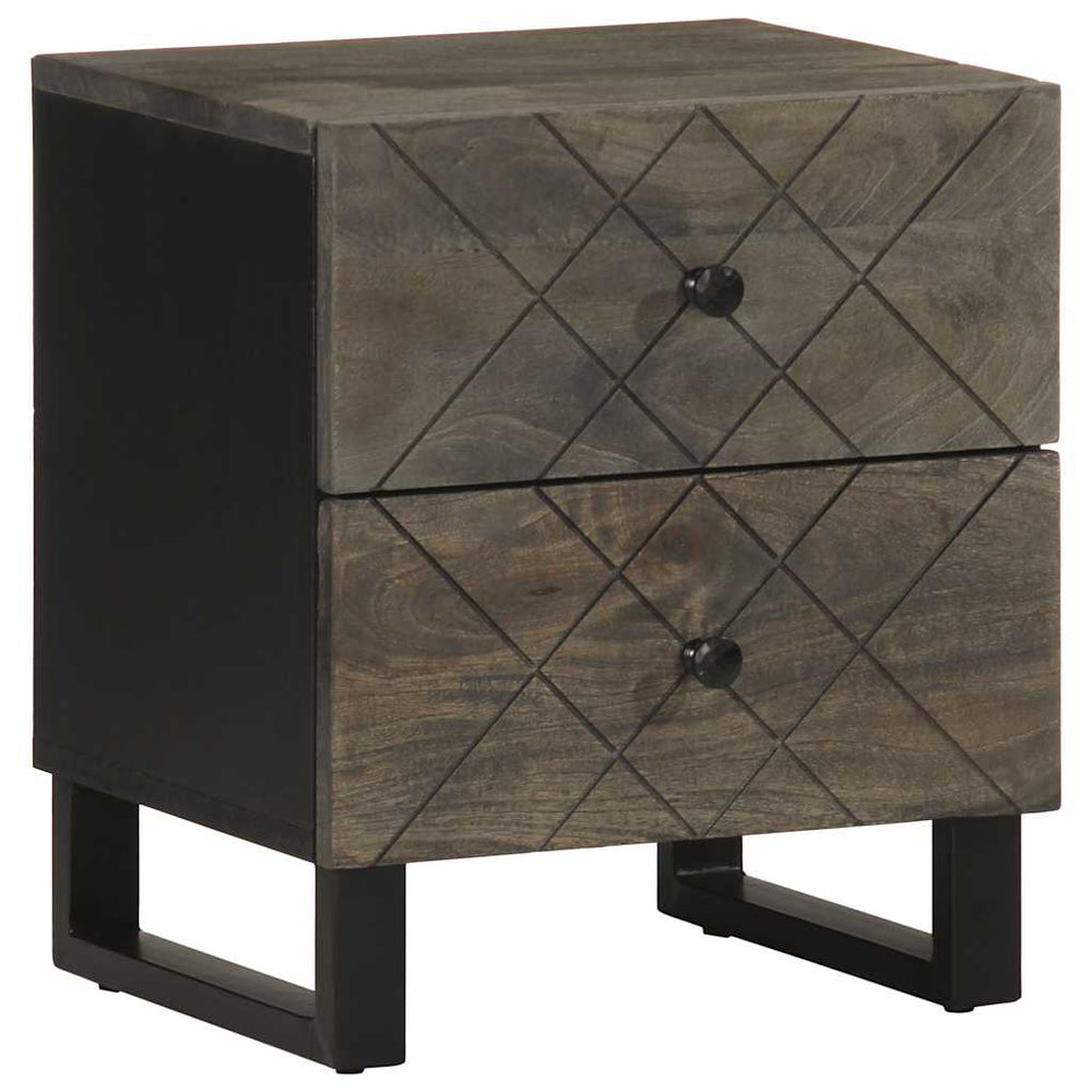 Noptiere, 2 Buc., Negru, 40X33X46 Cm, Lemn Masiv De Mango