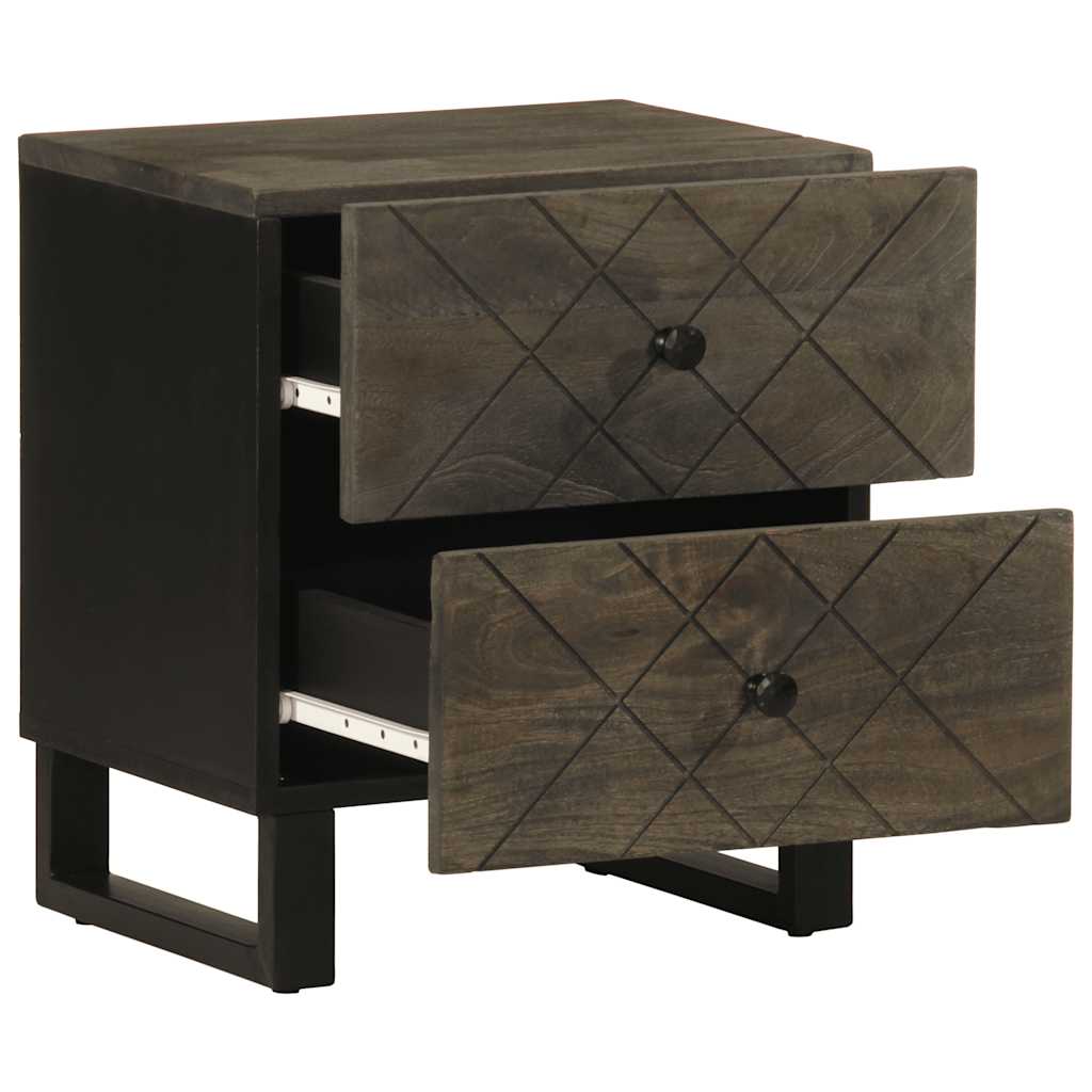 Noptiere, 2 Buc., Negru, 40X33X46 Cm, Lemn Masiv De Mango