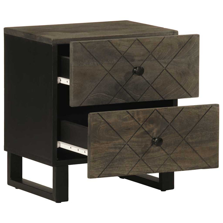 Noptiere, 2 Buc., Negru, 40X33X46 Cm, Lemn Masiv De Mango