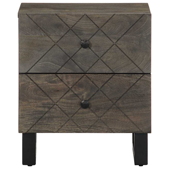 Noptiere, 2 Buc., Negru, 40X33X46 Cm, Lemn Masiv De Mango