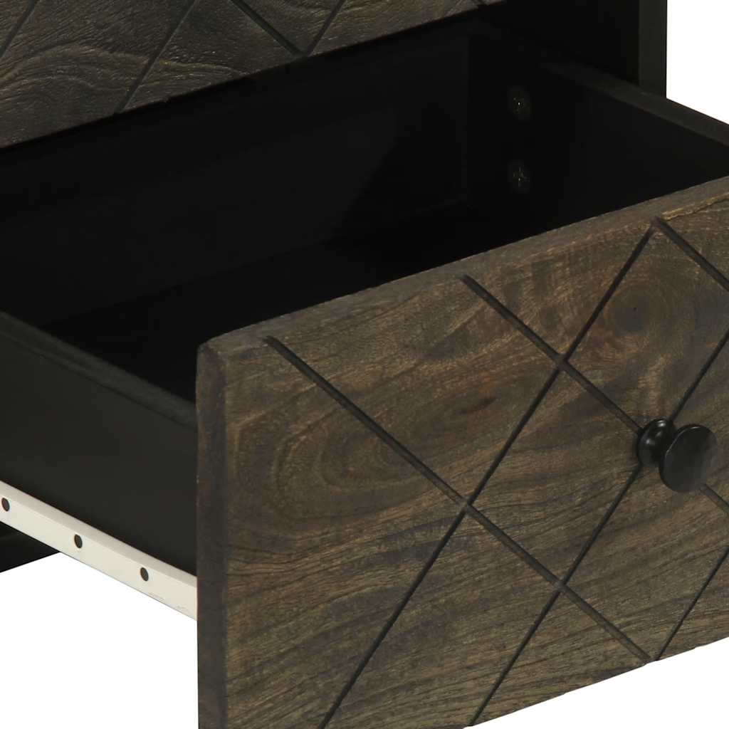 Noptiere, 2 Buc., Negru, 40X33X46 Cm, Lemn Masiv De Mango
