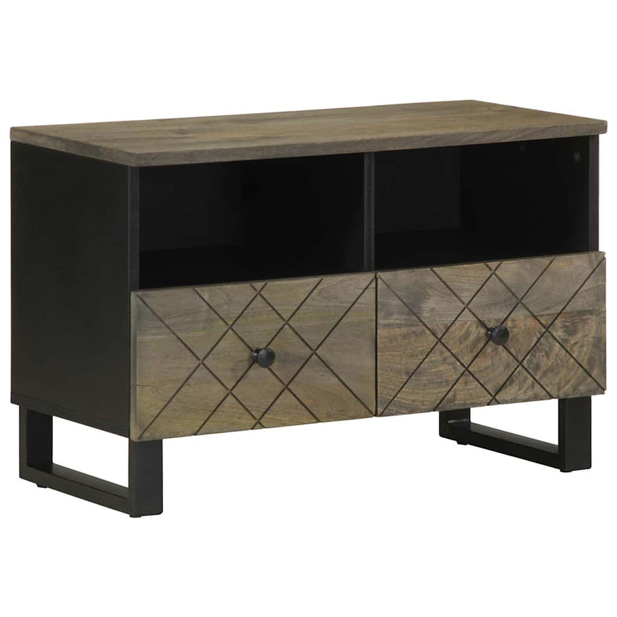 Comodă Tv, Negru, 70X33X46 Cm, Lemn Masiv De Mango