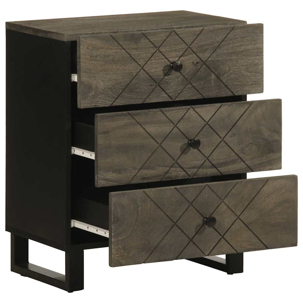 Noptiera Neagra 50X33X62 Cm Lemn Masiv De Mango