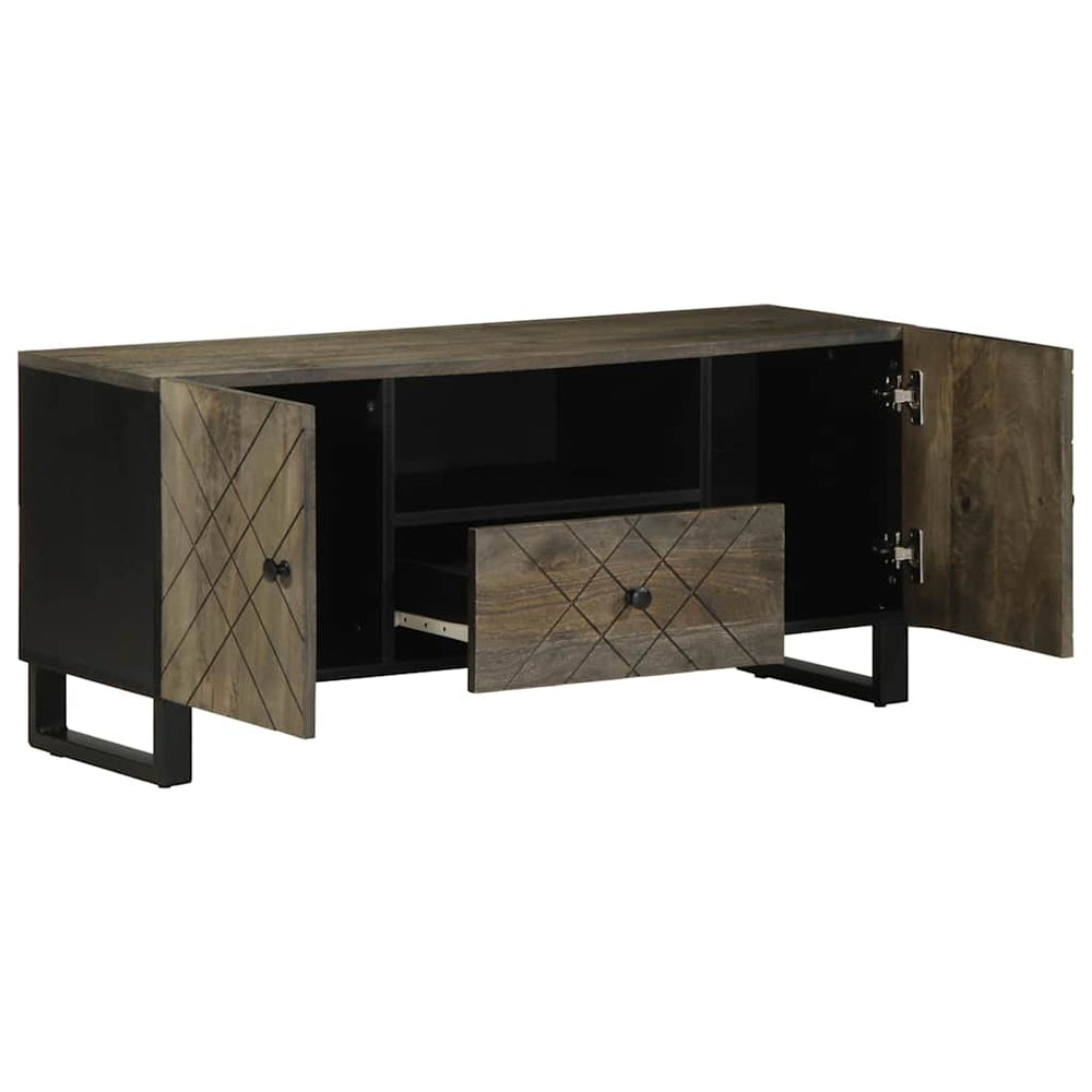 Comodă Tv, Negru, 105X33X46 Cm, Lemn Masiv De Mango