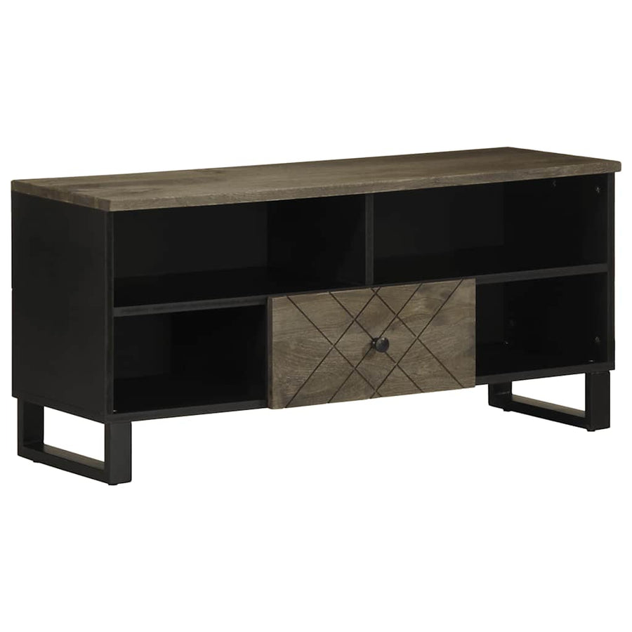 Comodă Tv, Negru, 100X33X46 Cm, Lemn Masiv De Mango