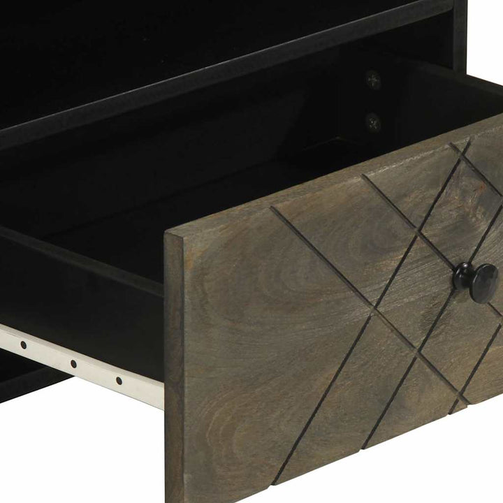 Dulap Tv, Negru, 80X33X46 Cm, Lemn Masiv De Mango
