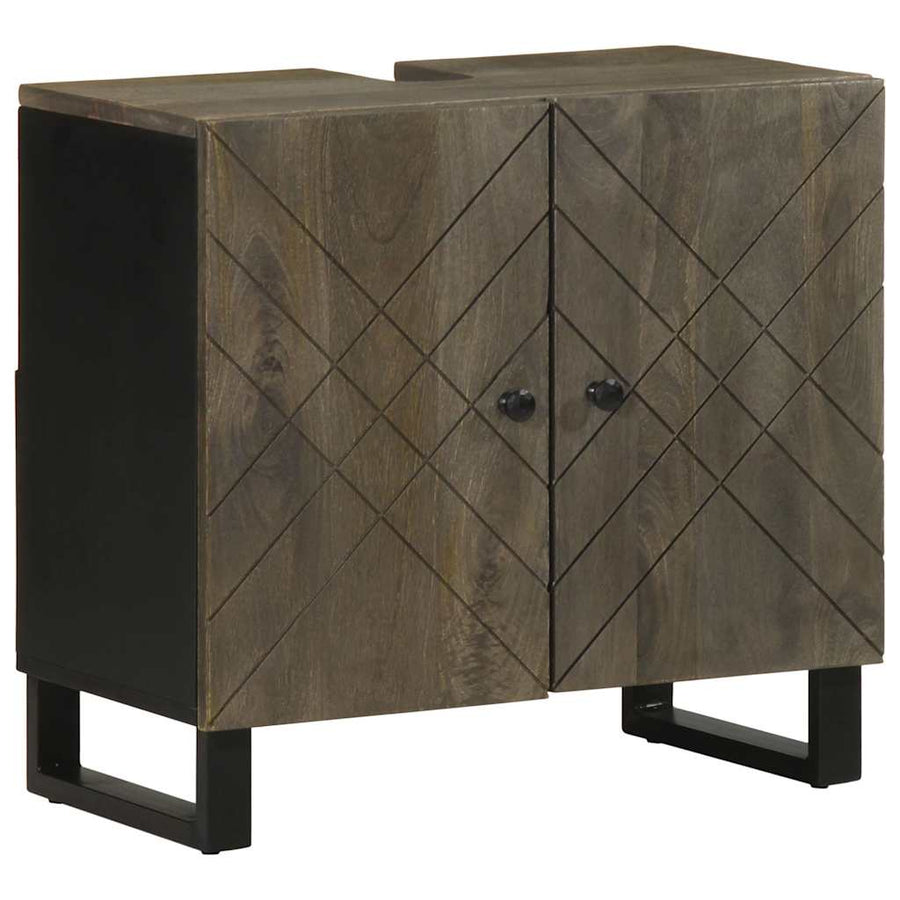 Dulap Pentru Chiuvetă Negru 62X33X58 Cm Lemn Masiv De Mango