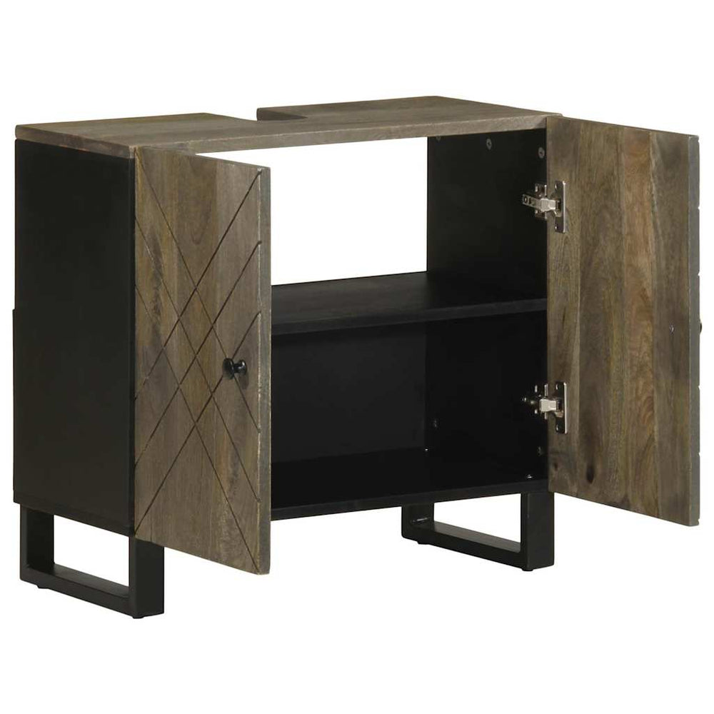 Dulap Pentru Chiuvetă Negru 62X33X58 Cm Lemn Masiv De Mango