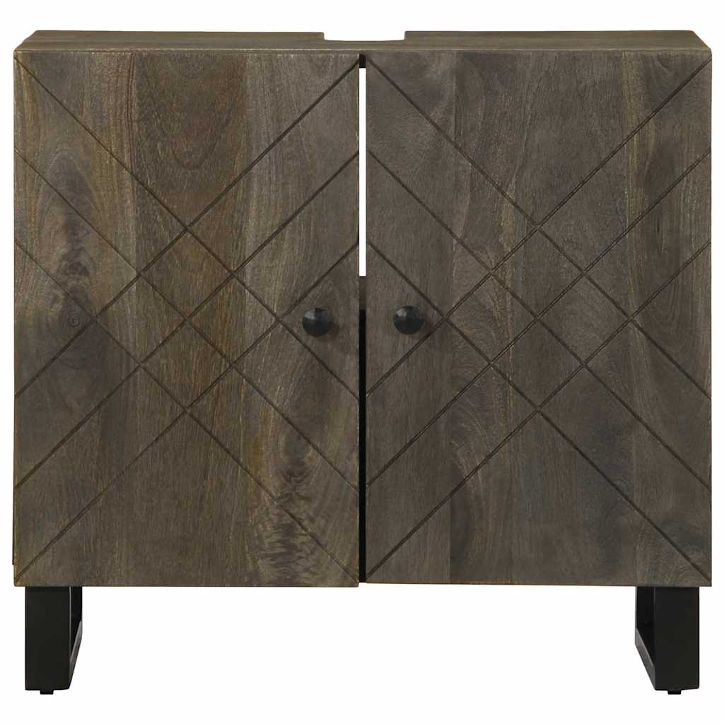 Dulap Pentru Chiuvetă Negru 62X33X58 Cm Lemn Masiv De Mango
