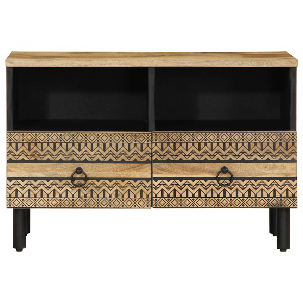 Dulap Tv, Negru, 70X33,5X46 Cm, Lemn Masiv De Mango Brut