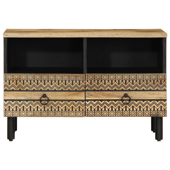 Dulap Tv, Negru, 70X33,5X46 Cm, Lemn Masiv De Mango Brut
