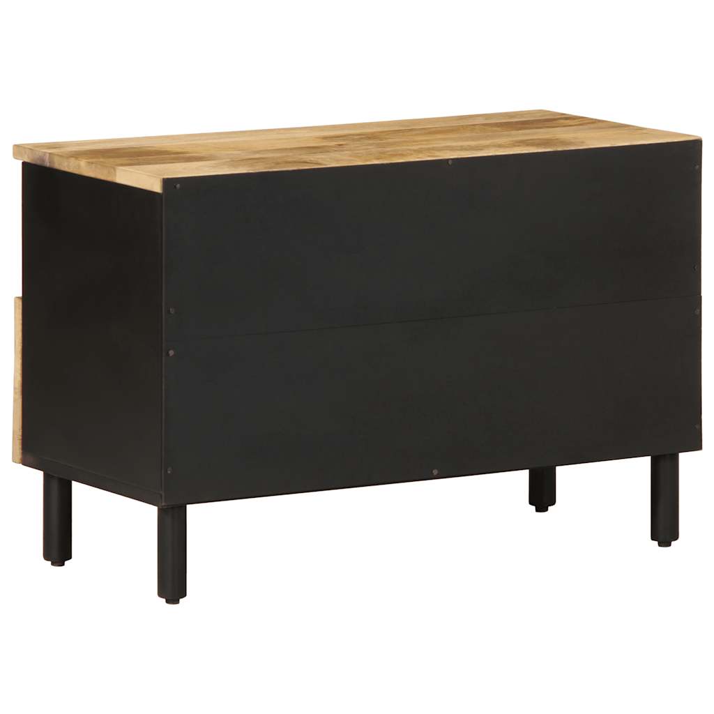 Dulap Tv, Negru, 70X33,5X46 Cm, Lemn Masiv De Mango Brut