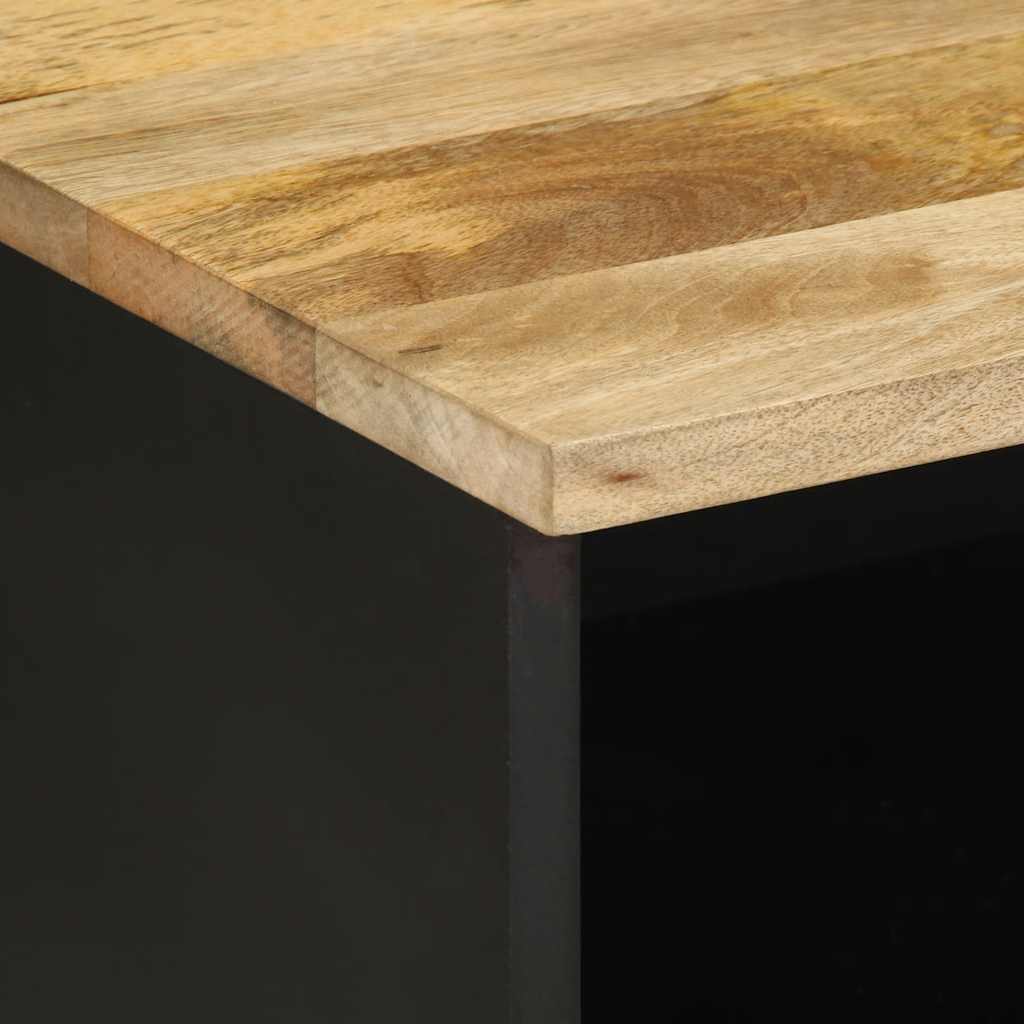 Dulap Tv, Negru, 70X33,5X46 Cm, Lemn Masiv De Mango Brut