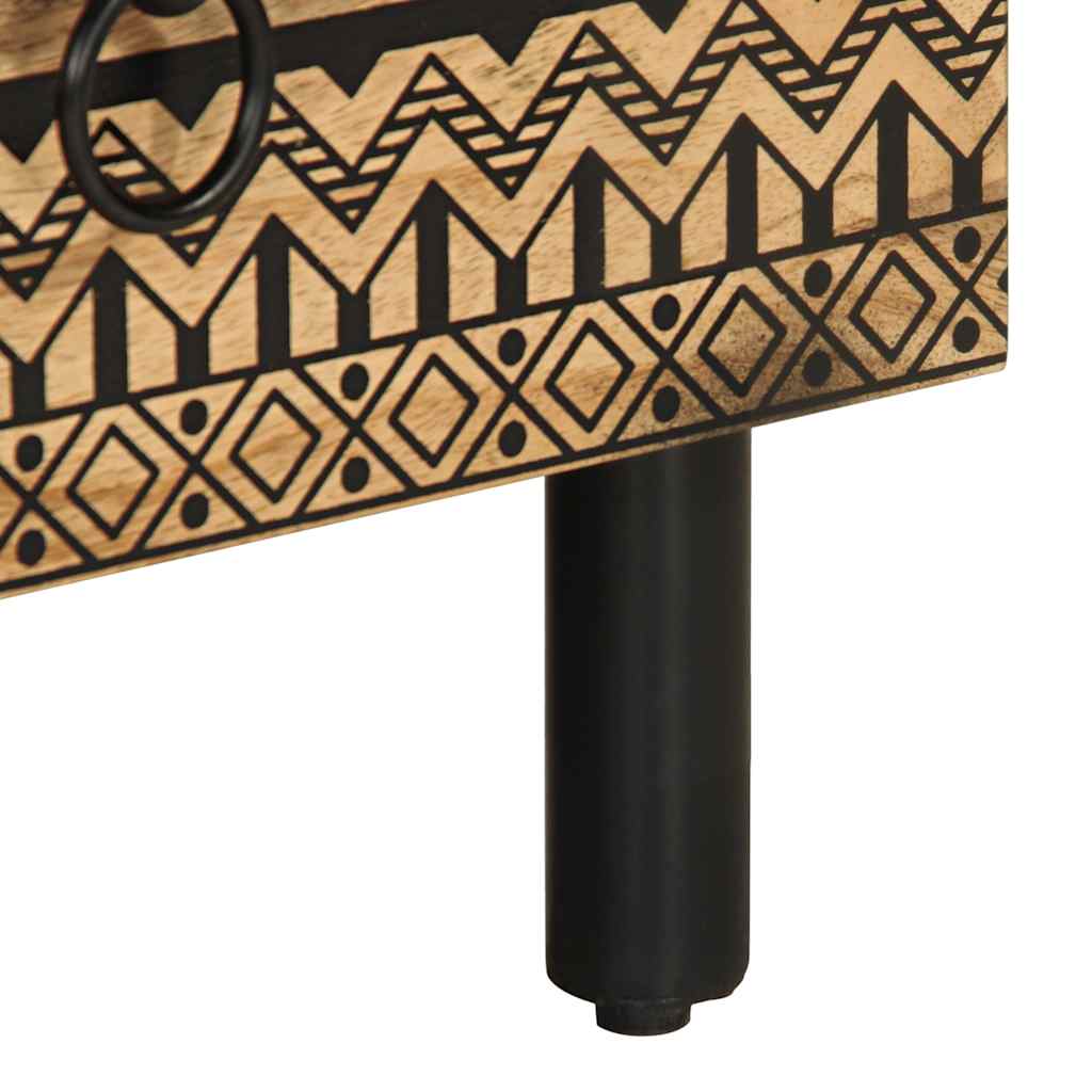 Dulap Tv, Negru, 70X33,5X46 Cm, Lemn Masiv De Mango Brut