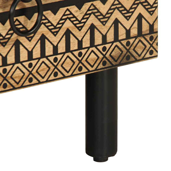 Dulap Tv, Negru, 70X33,5X46 Cm, Lemn Masiv De Mango Brut
