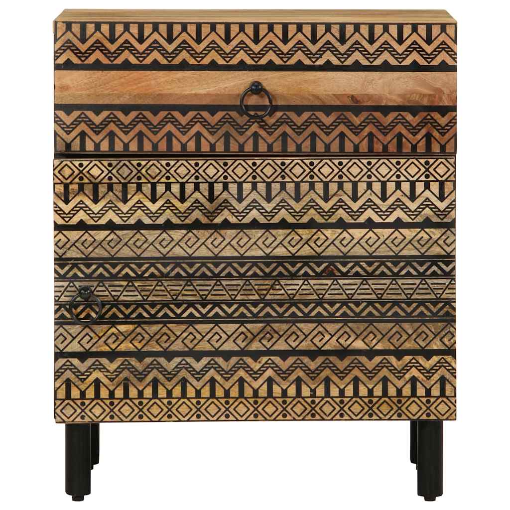 Dulap De Pat, Negru, 50X33X60 Cm, Lemn Masiv De Mango Brut