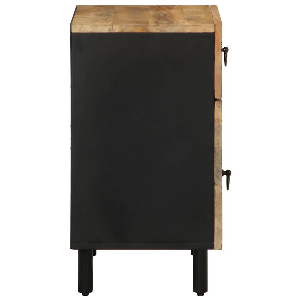 Dulap De Pat, Negru, 50X33X60 Cm, Lemn Masiv De Mango Brut