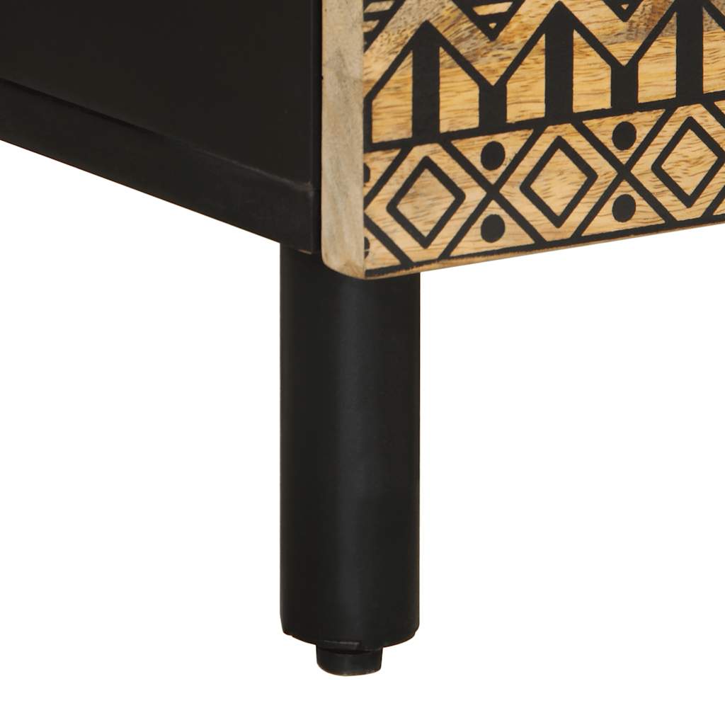 Dulap De Pat, Negru, 50X33X60 Cm, Lemn Masiv De Mango Brut
