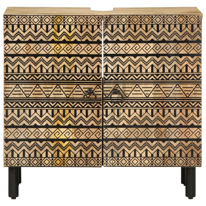 Dulap Chiuveta De Baie, Negru, 62X33X58 Cm, Lemn Masiv De Mango