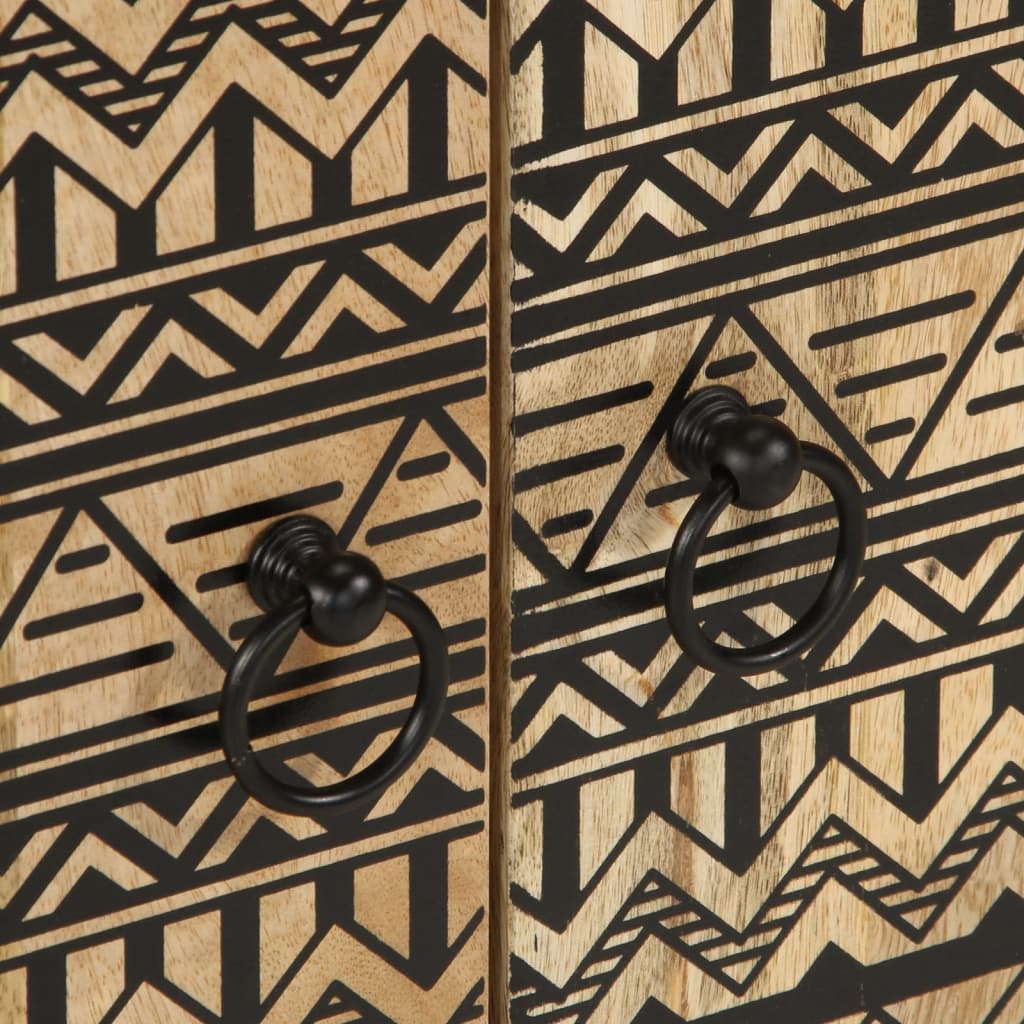 Dulap Chiuveta De Baie, Negru, 62X33X58 Cm, Lemn Masiv De Mango