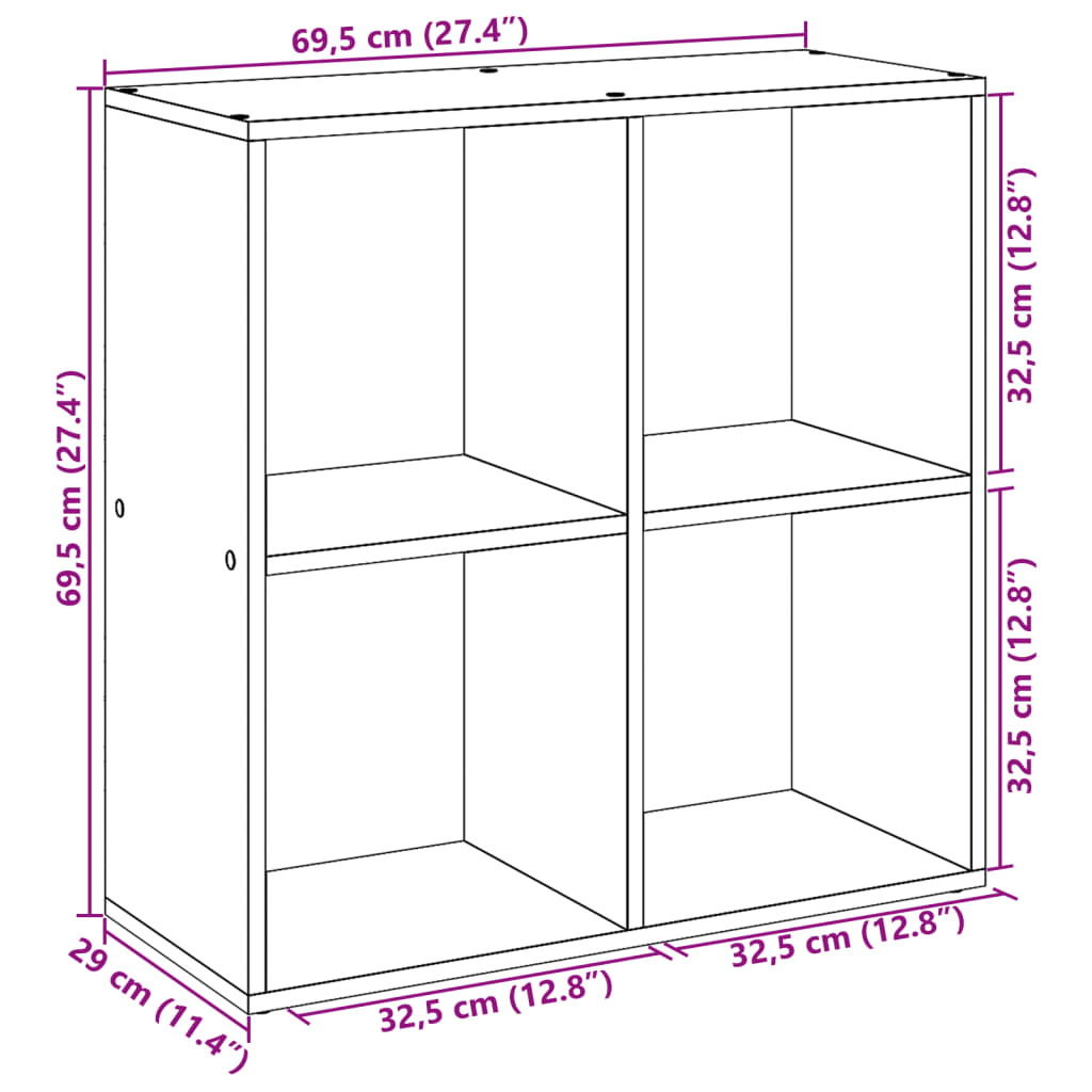 Bibliotecă/Separator Cameră 69,5X29X69,5 Cm Lemn Prelucrat