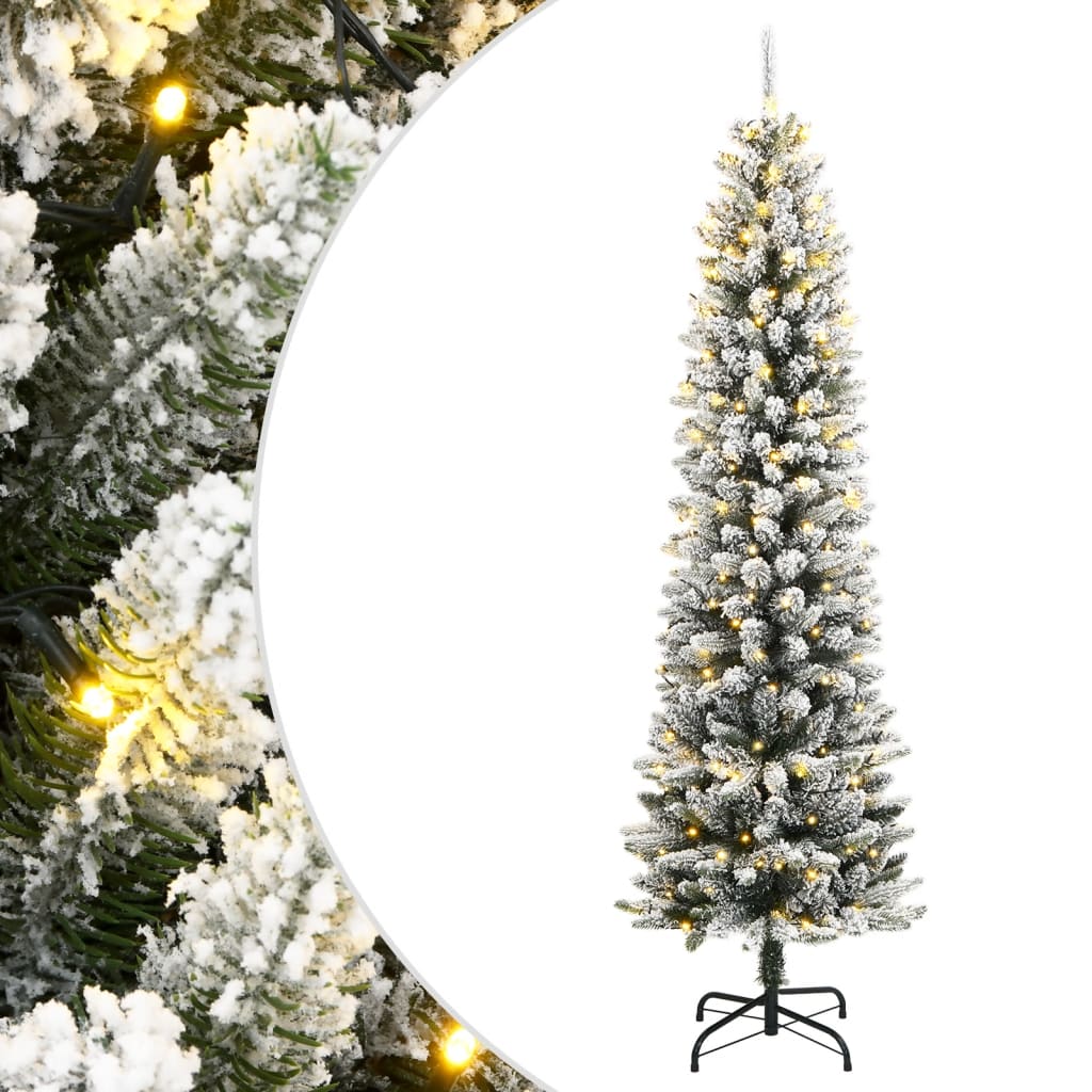 Brad De Crăciun Artificial 150 Led-Uri Și Zăpadă,
