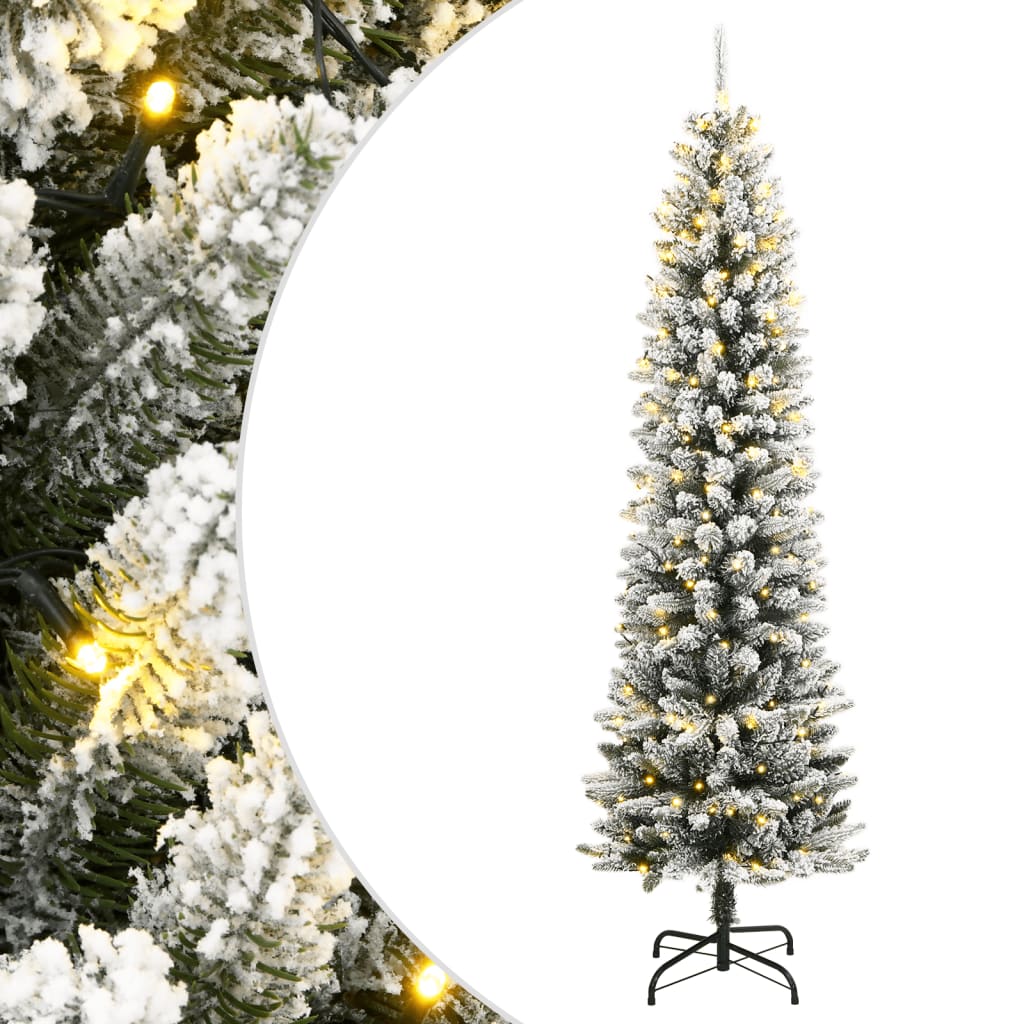 Brad De Crăciun Artificial 150 Led-Uri Și Zăpadă,