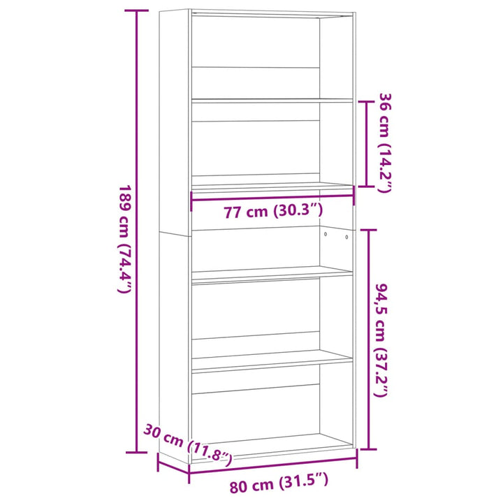 Bibliotecă, , 80X30X, Lemn Prelucrat