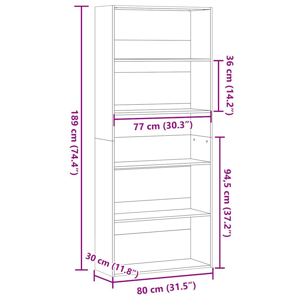 Bibliotecă, , 80X30X, Lemn Prelucrat