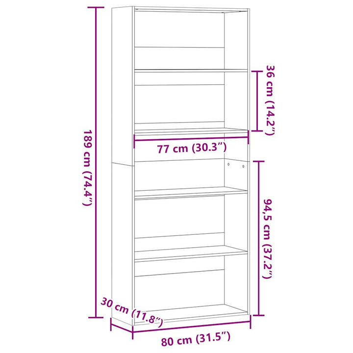 Bibliotecă, , 80X30X, Lemn Prelucrat