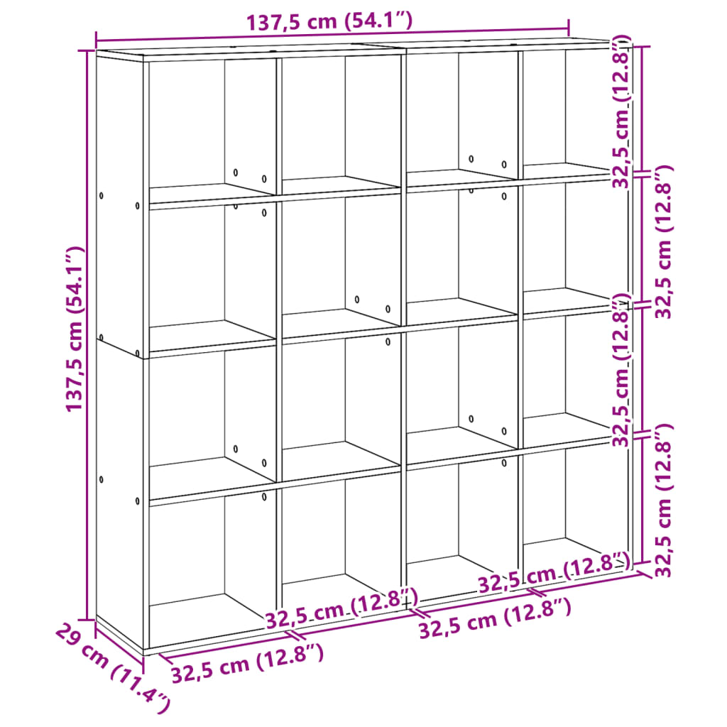 Bibliotecă, , 137,5X29X137,5 Cm, Lemn Prelucrat