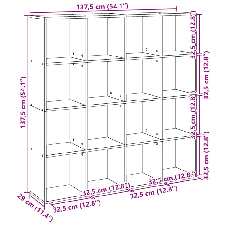 Bibliotecă, , 137,5X29X137,5 Cm, Lemn Prelucrat