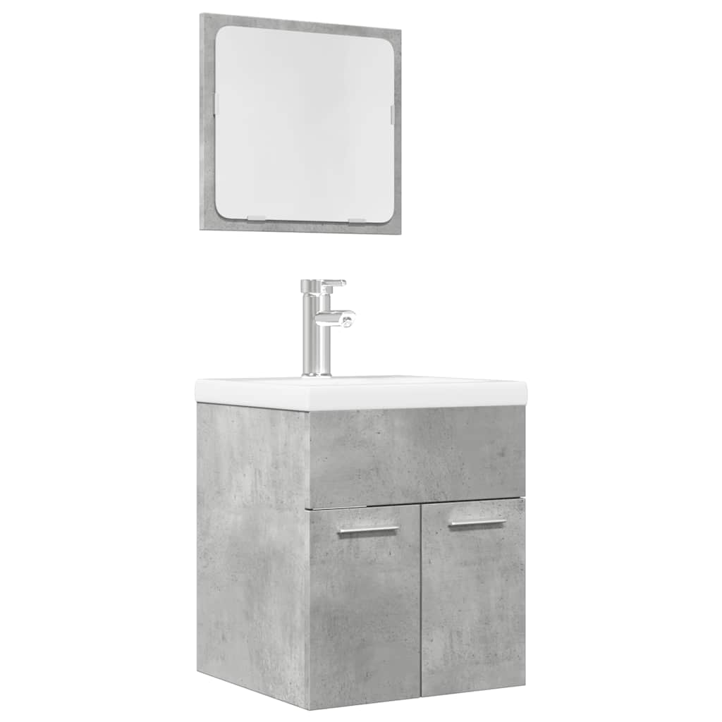 Set Mobilier De Baie, 2 Piese, Gri Extralucios, Pal