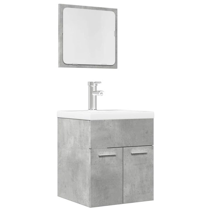 Set Mobilier De Baie, 2 Piese, Gri Extralucios, Pal