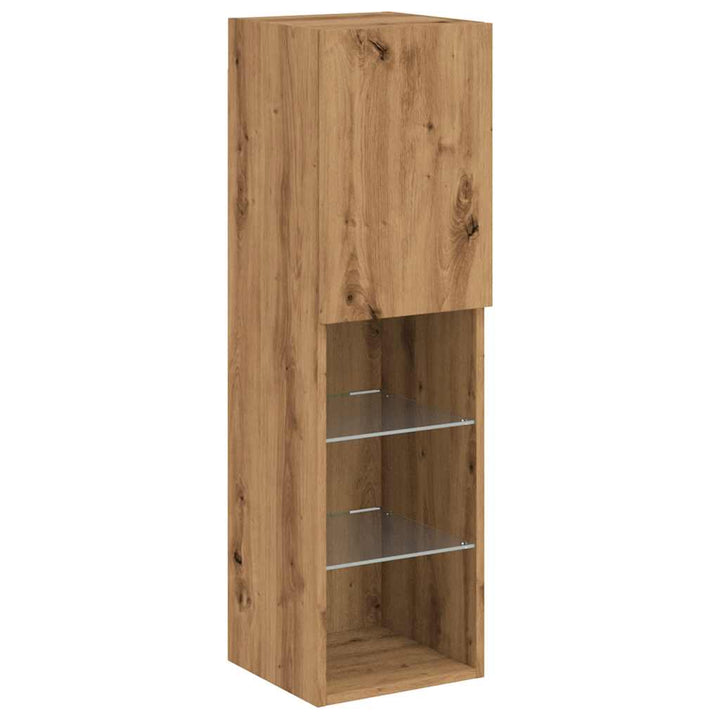 Comode Tv Cu Lumini Led 2 Buc. 30,5X30X Stejar Artizanal