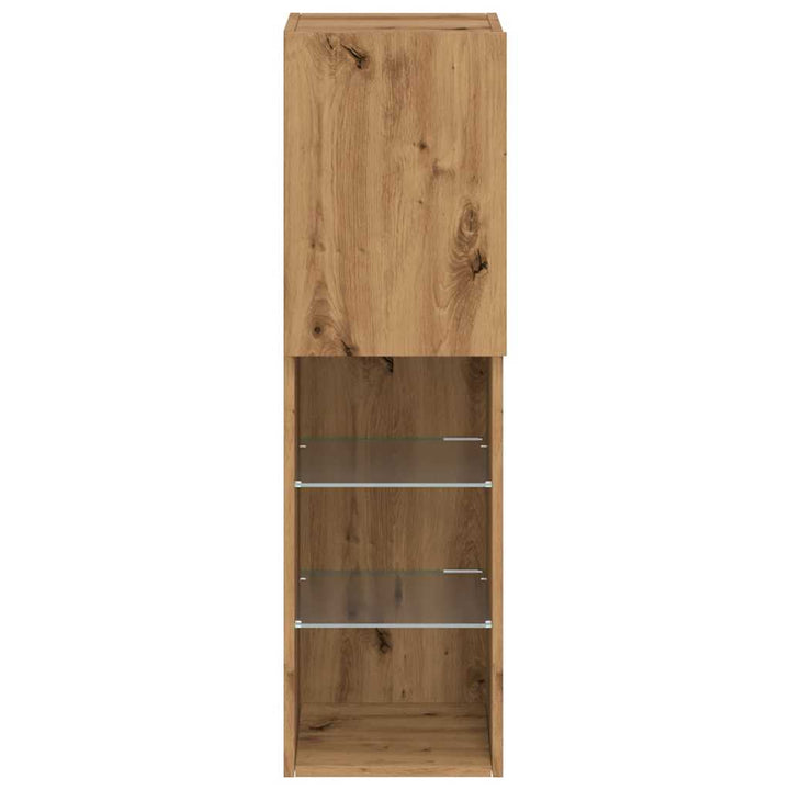 Comode Tv Cu Lumini Led 2 Buc. 30,5X30X Stejar Artizanal