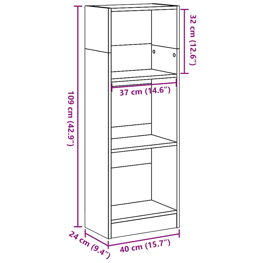 Bibliotecă, Alb Extralucios, 40X24X, Lemn Prelucrat