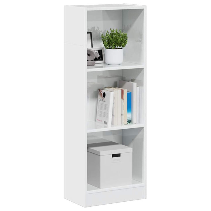 Bibliotecă, Alb Extralucios, 40X24X, Lemn Prelucrat