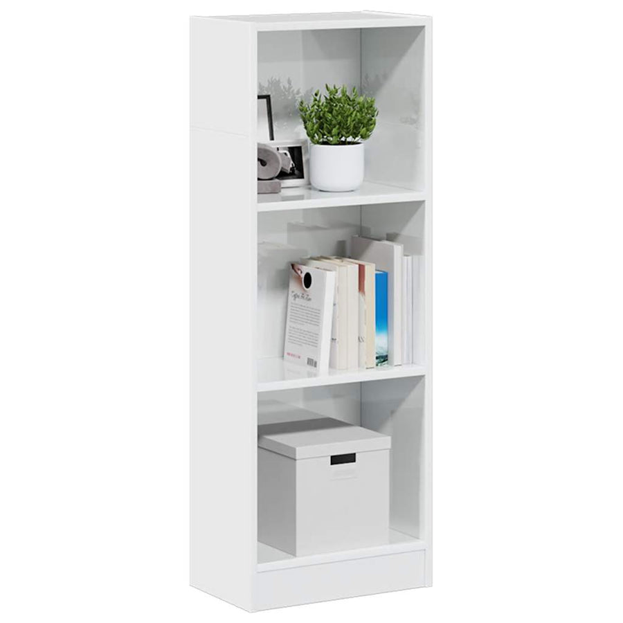Bibliotecă, Alb Extralucios, 40X24X, Lemn Prelucrat