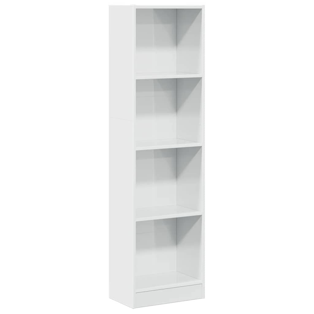 Bibliotecă, Alb Extralucios, 40X24X, Lemn Prelucrat