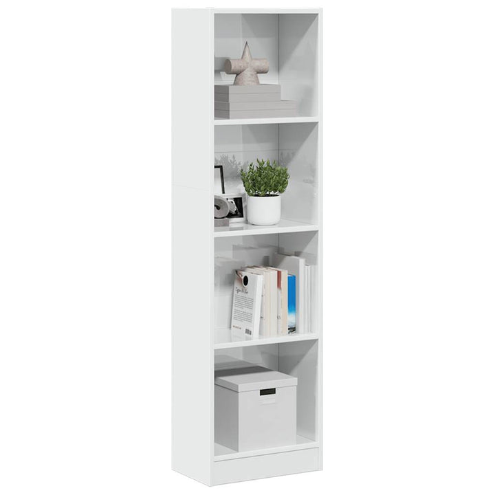 Bibliotecă, Alb Extralucios, 40X24X, Lemn Prelucrat