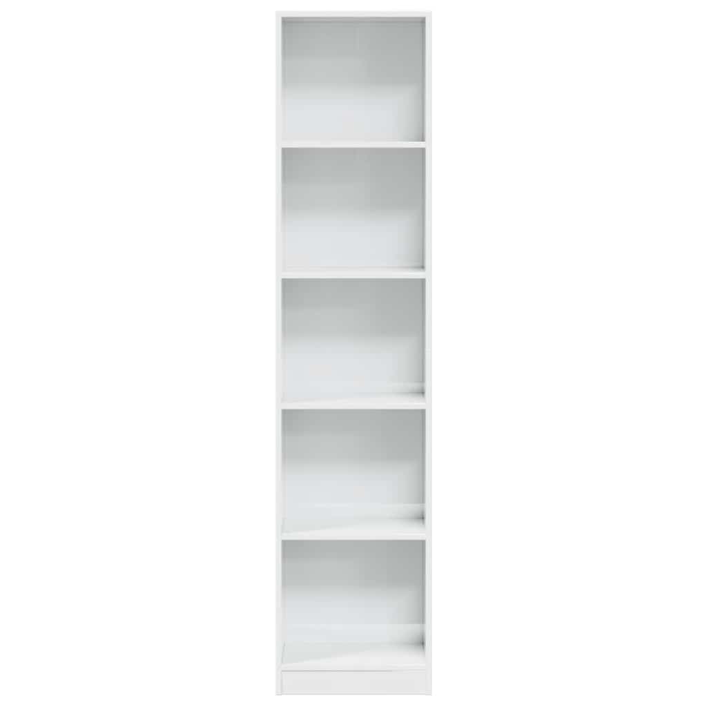 Bibliotecă, Alb Extralucios, 40X24X, Lemn Prelucrat