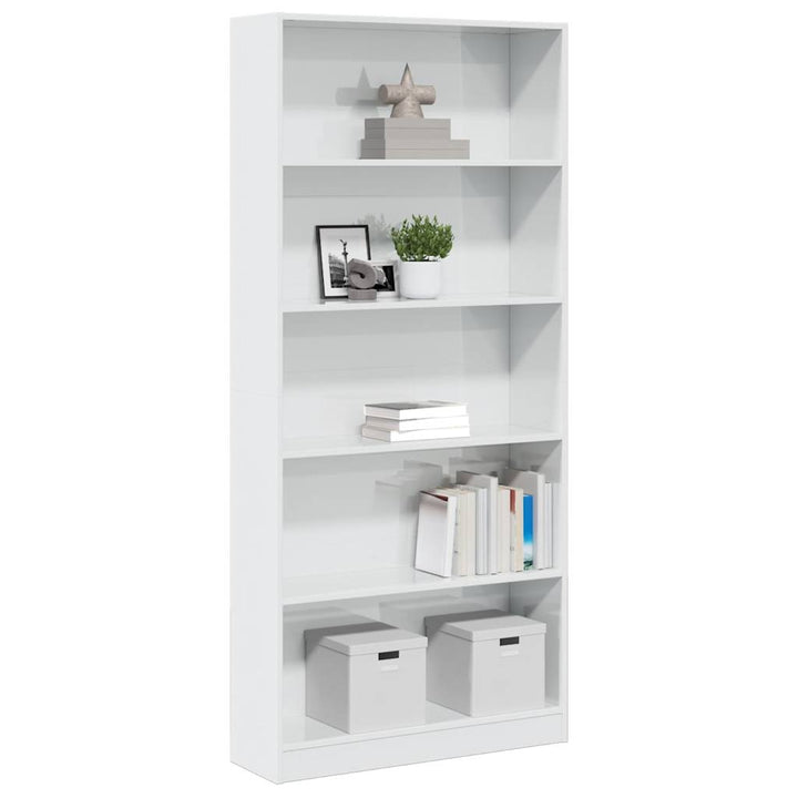 Bibliotecă, Alb Extralucios, 40X24X, Lemn Prelucrat
