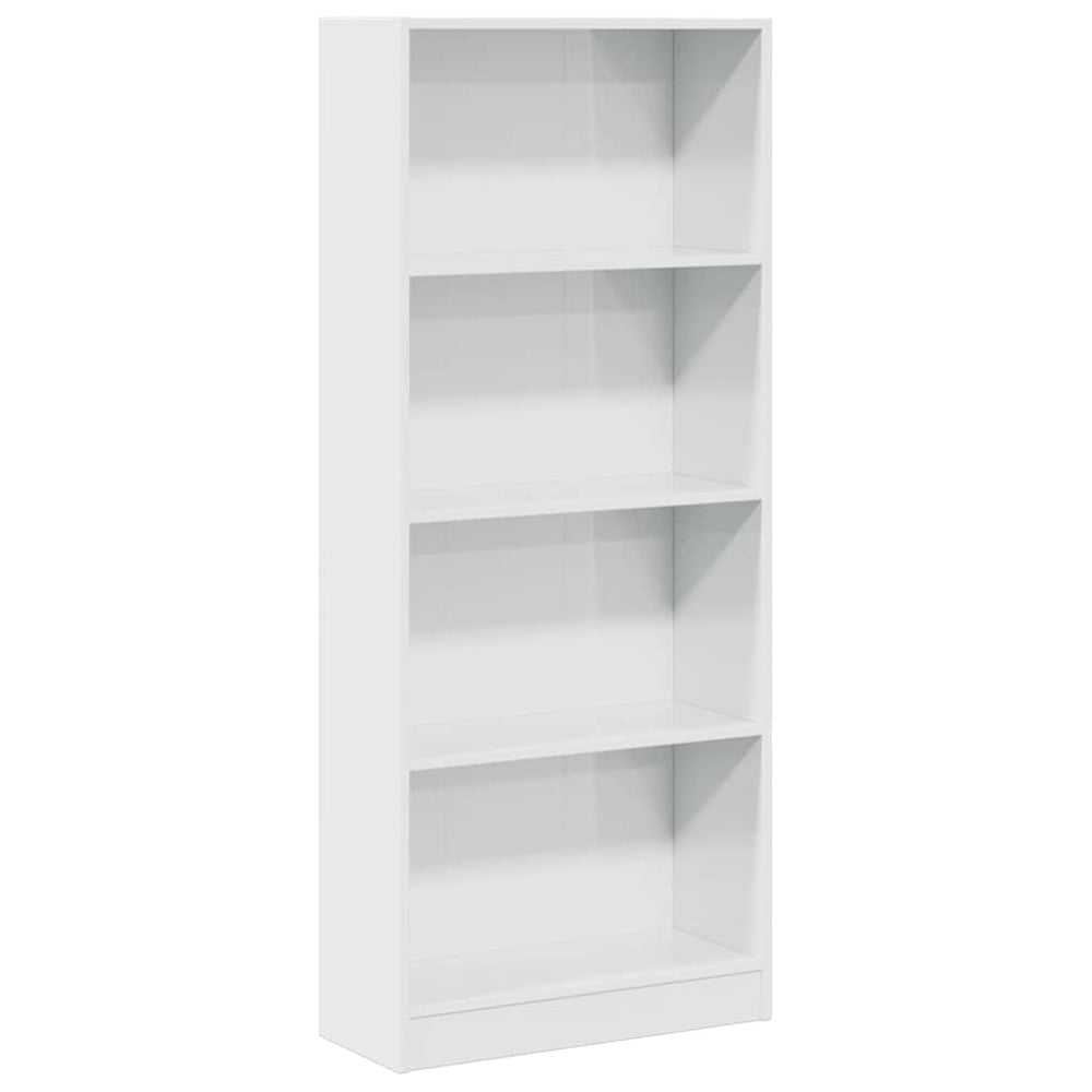 Bibliotecă, Alb Extralucios, 60X24X, Lemn Prelucrat