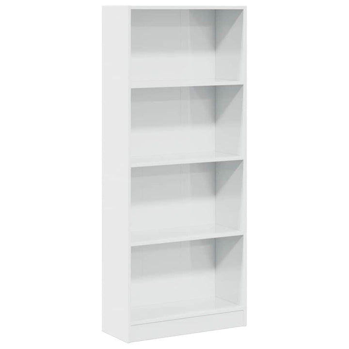 Bibliotecă, Alb Extralucios, 60X24X, Lemn Prelucrat