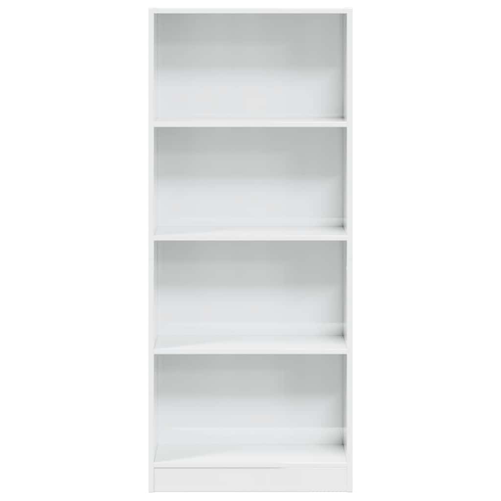 Bibliotecă, Alb Extralucios, 60X24X, Lemn Prelucrat