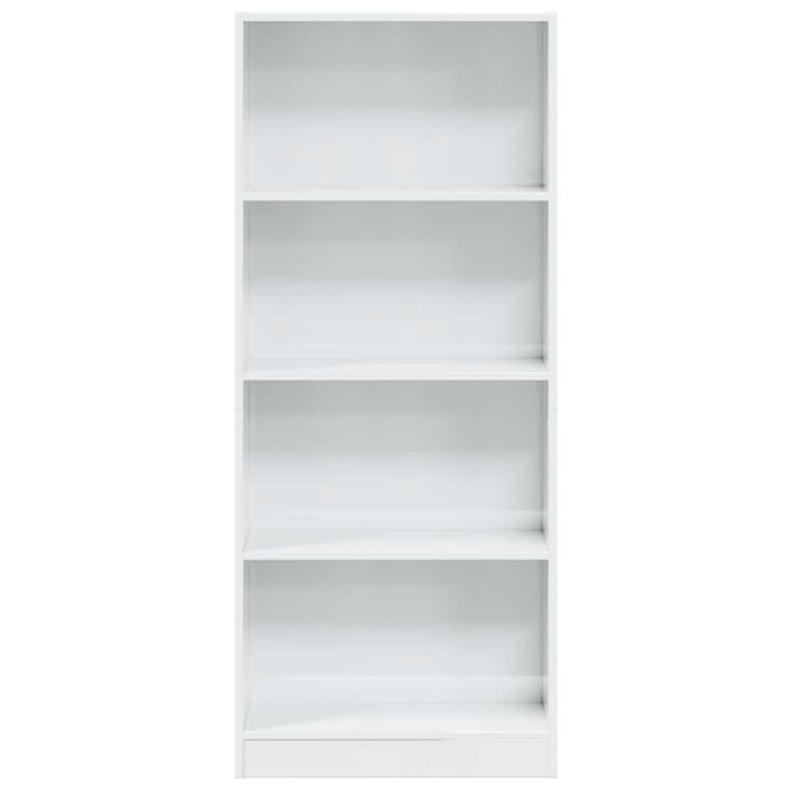 Bibliotecă, Alb Extralucios, 60X24X, Lemn Prelucrat