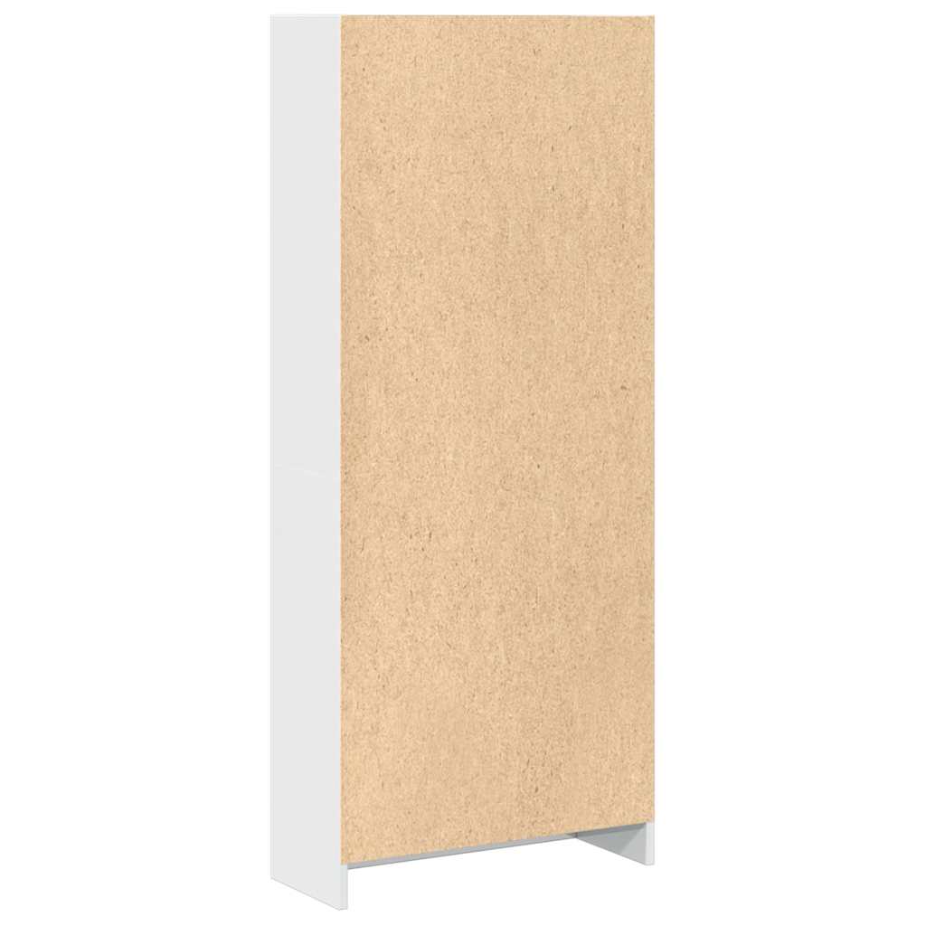Bibliotecă, Alb Extralucios, 60X24X, Lemn Prelucrat