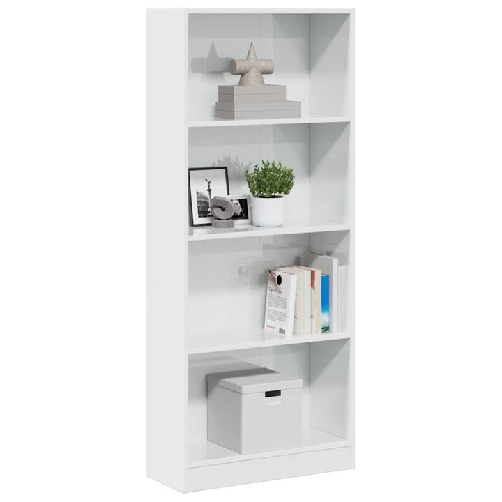 Bibliotecă, Alb Extralucios, 40X24X, Lemn Prelucrat